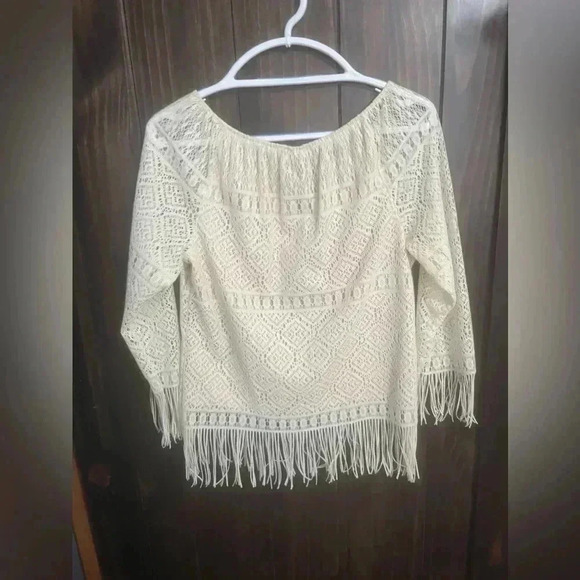 Mixit Bohemian Crochet and Fringe Top. Size: Medium - Picture 8 of 10